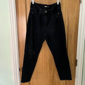 Old Navy | High-Waisted OG Straight Ankle Jeans | Black, Distressed, Size 12